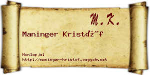 Maninger Kristóf névjegykártya